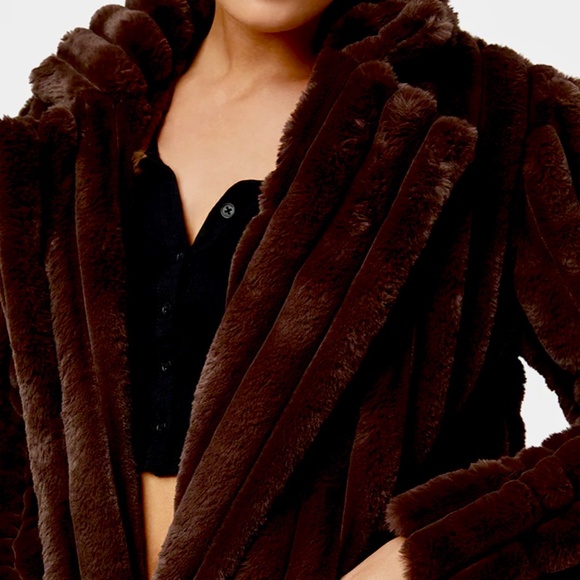 NWT WeWoreWhat Faux Fur Double-Breasted Blazer Coat, Dark Brown, Size XL - Picture 15 of 15